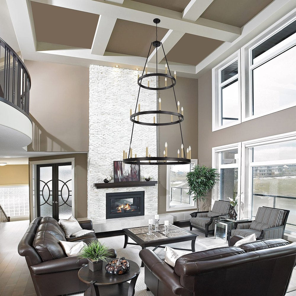Black Candle Style Multi Light Metal Dimmable Chandelier