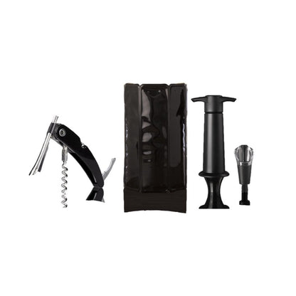 9" Black Plastic Wine Tool Set Refrigerator Safe