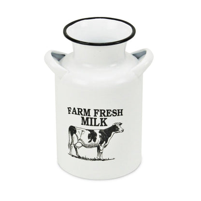 8" Black And White Metal Jug Vase