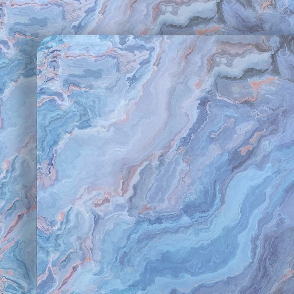 18" Set of Two Blue Abstract Faux Marble Cork Placemats