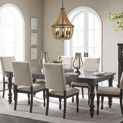 Brown And Black Candle Style Five Light Metal Dimmable Chandelier