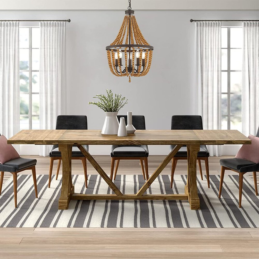 Brown And Black Candle Style Five Light Metal Dimmable Chandelier