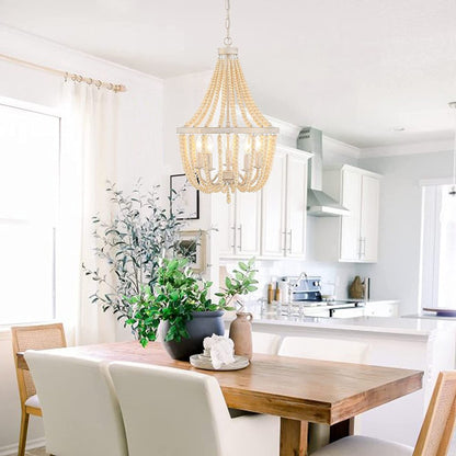 Gold And White Candle Style Five Light Metal Dimmable Chandelier