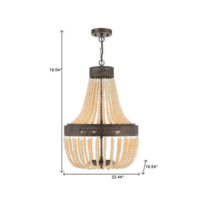 Black And Gold Candle Style Five Light Metal Dimmable Chandelier