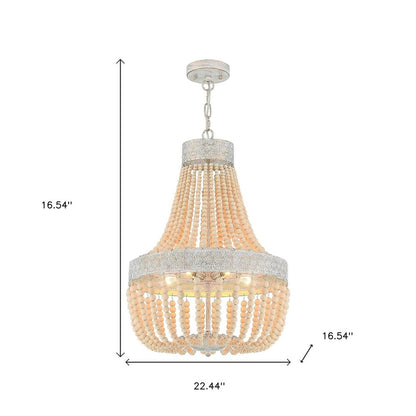 Gold And White Candle Style Five Light Metal Dimmable Chandelier