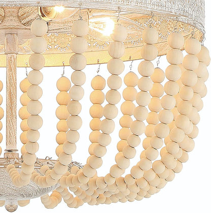 Gold And White Candle Style Five Light Metal Dimmable Chandelier