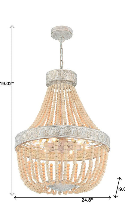 Gold And White Candle Style Six Light Metal Dimmable Chandelier