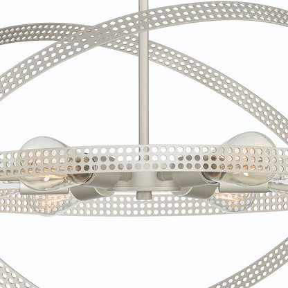 Silver Kitchen Island Six Light Metal Dimmable Chandelier