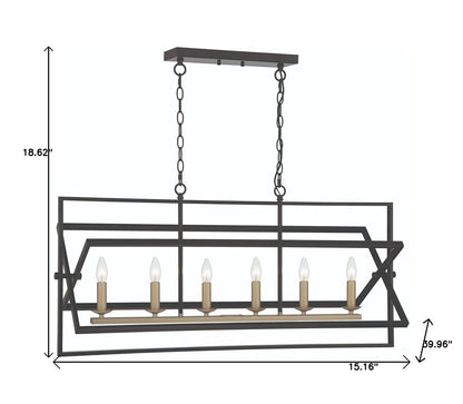 Black And Gold Kitchen Island Six Light Metal Dimmable Chandelier