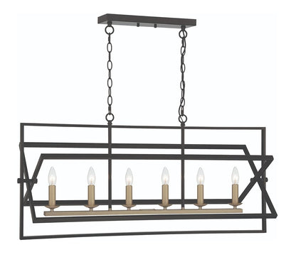 Black And Gold Kitchen Island Six Light Metal Dimmable Chandelier