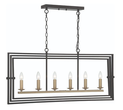 Black And Gold Kitchen Island Six Light Metal Dimmable Chandelier