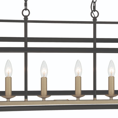 Black And Gold Kitchen Island Six Light Metal Dimmable Chandelier