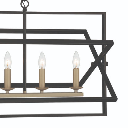Black And Gold Kitchen Island Six Light Metal Dimmable Chandelier