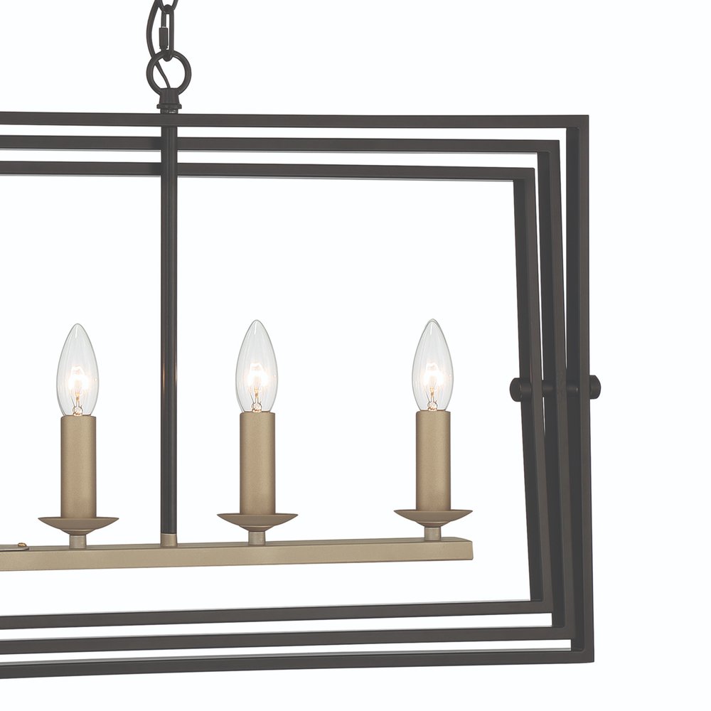 Black And Gold Kitchen Island Six Light Metal Dimmable Chandelier