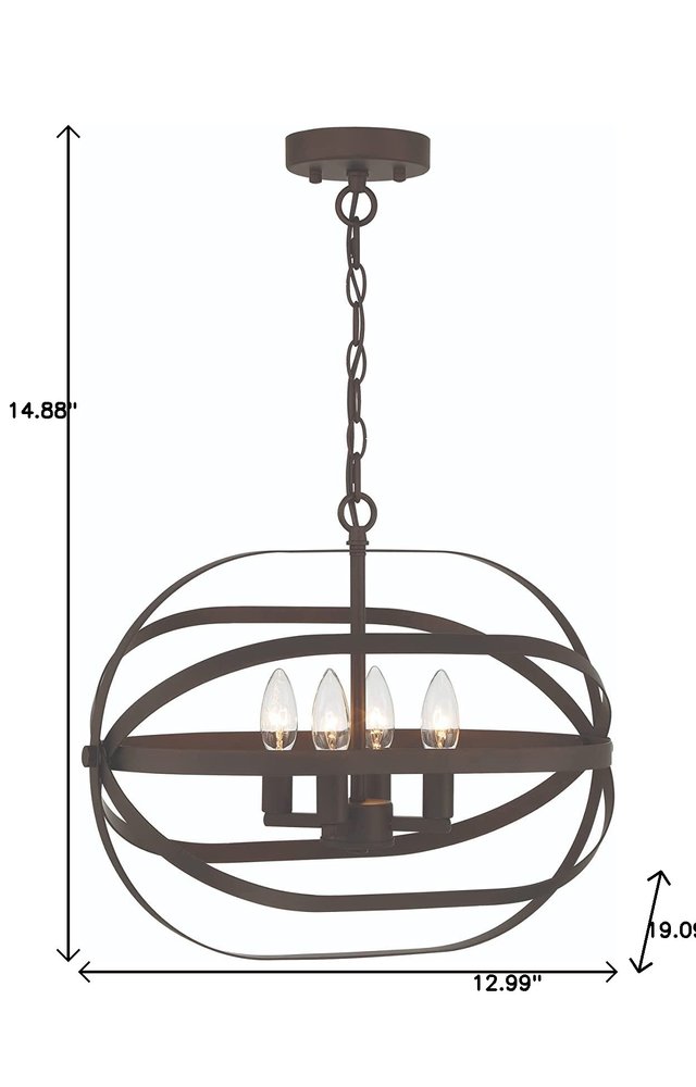 Bronze Candle Style Four Light Metal Dimmable Chandelier
