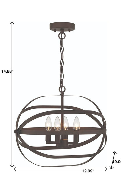 Bronze Candle Style Four Light Metal Dimmable Chandelier