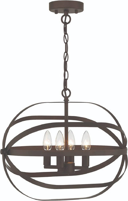 Bronze Candle Style Four Light Metal Dimmable Chandelier