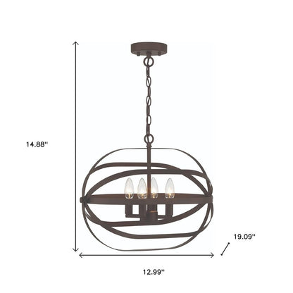 Bronze Candle Style Four Light Metal Dimmable Chandelier