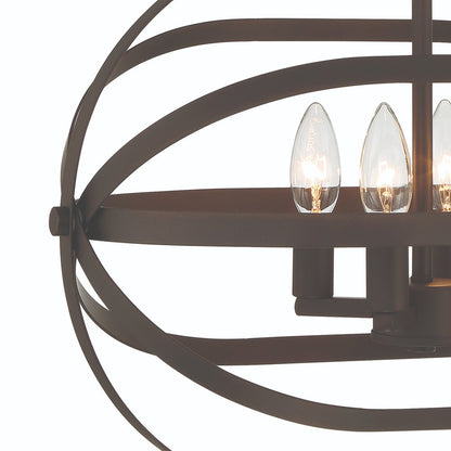Bronze Candle Style Four Light Metal Dimmable Chandelier