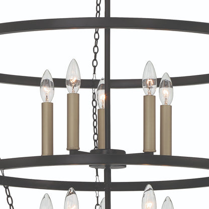 Black And Gold Candle Style Ten Light Metal Dimmable Chandelier