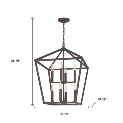 Bronze Candle Style Eight Light Metal Dimmable Chandelier