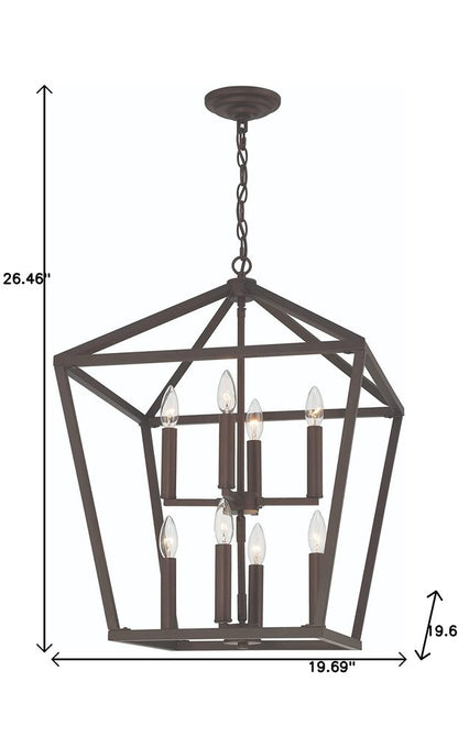 Bronze Candle Style Eight Light Metal Dimmable Chandelier