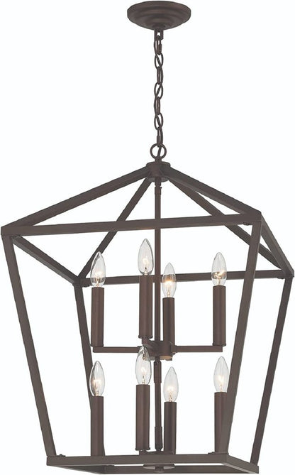 Bronze Candle Style Eight Light Metal Dimmable Chandelier