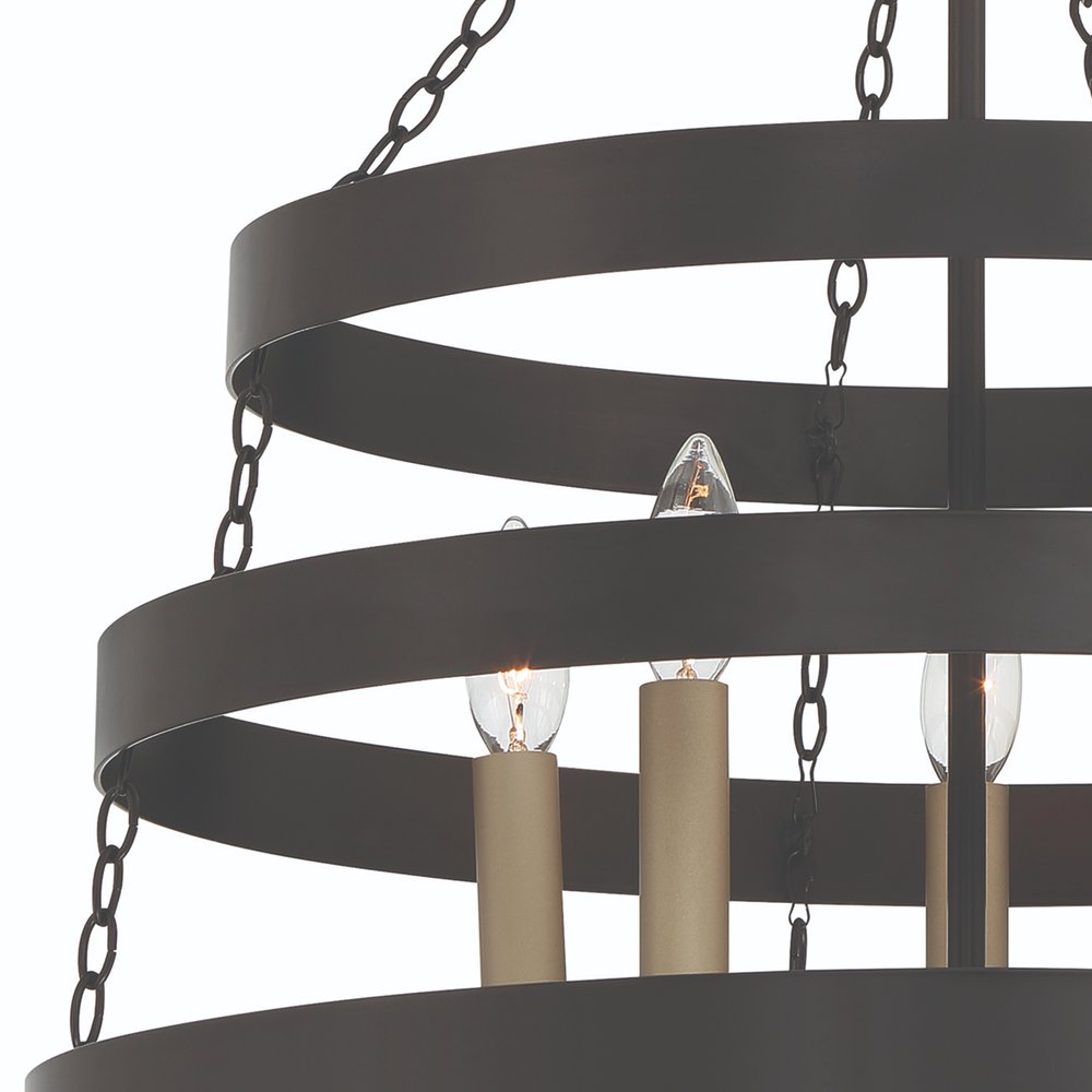 Black And Gold Candle Style Five Light Metal Dimmable Chandelier