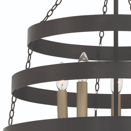 Black And Gold Candle Style Five Light Metal Dimmable Chandelier