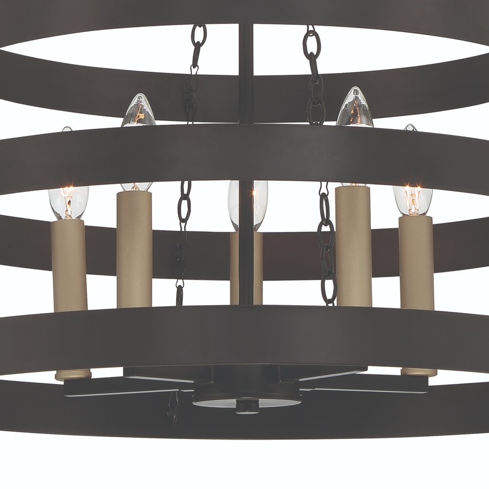 Black And Gold Candle Style Five Light Metal Dimmable Chandelier