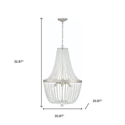 Silver Candle Style Six Light Metal Dimmable Chandelier