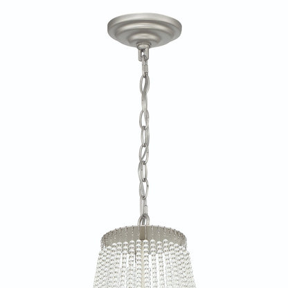 Silver Candle Style Six Light Metal Dimmable Chandelier