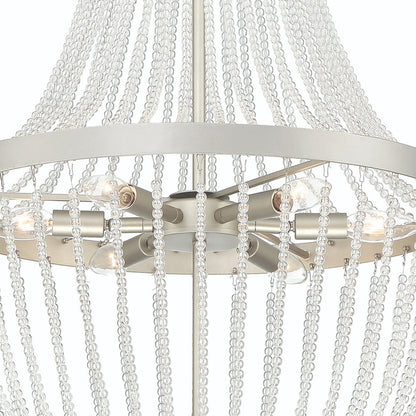 Silver Candle Style Six Light Metal Dimmable Chandelier