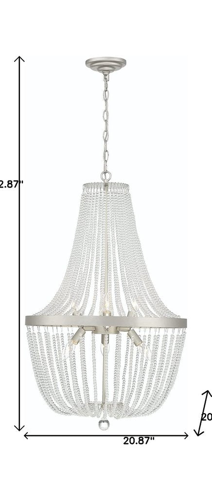 Silver Candle Style Six Light Metal Dimmable Chandelier