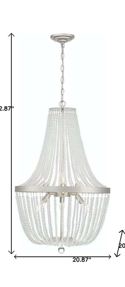 Silver Candle Style Six Light Metal Dimmable Chandelier