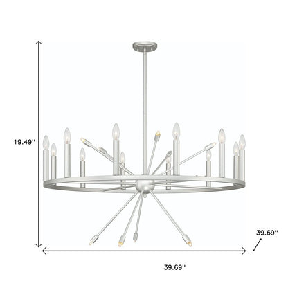 Silver Candle Style Multi Light Metal Dimmable Chandelier