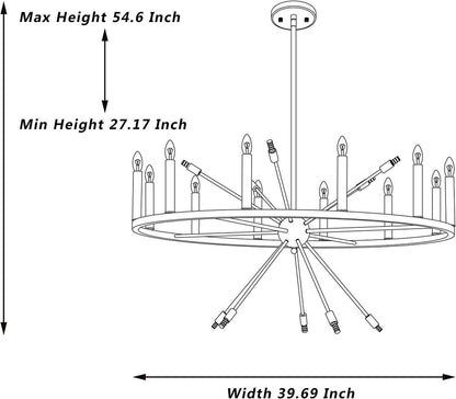 Silver Candle Style Multi Light Metal Dimmable Chandelier