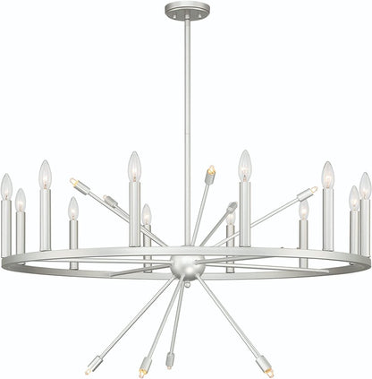 Silver Candle Style Multi Light Metal Dimmable Chandelier
