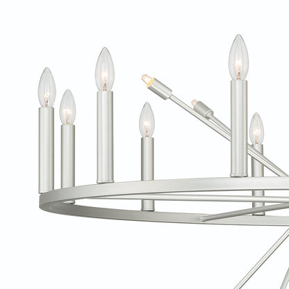 Silver Candle Style Multi Light Metal Dimmable Chandelier