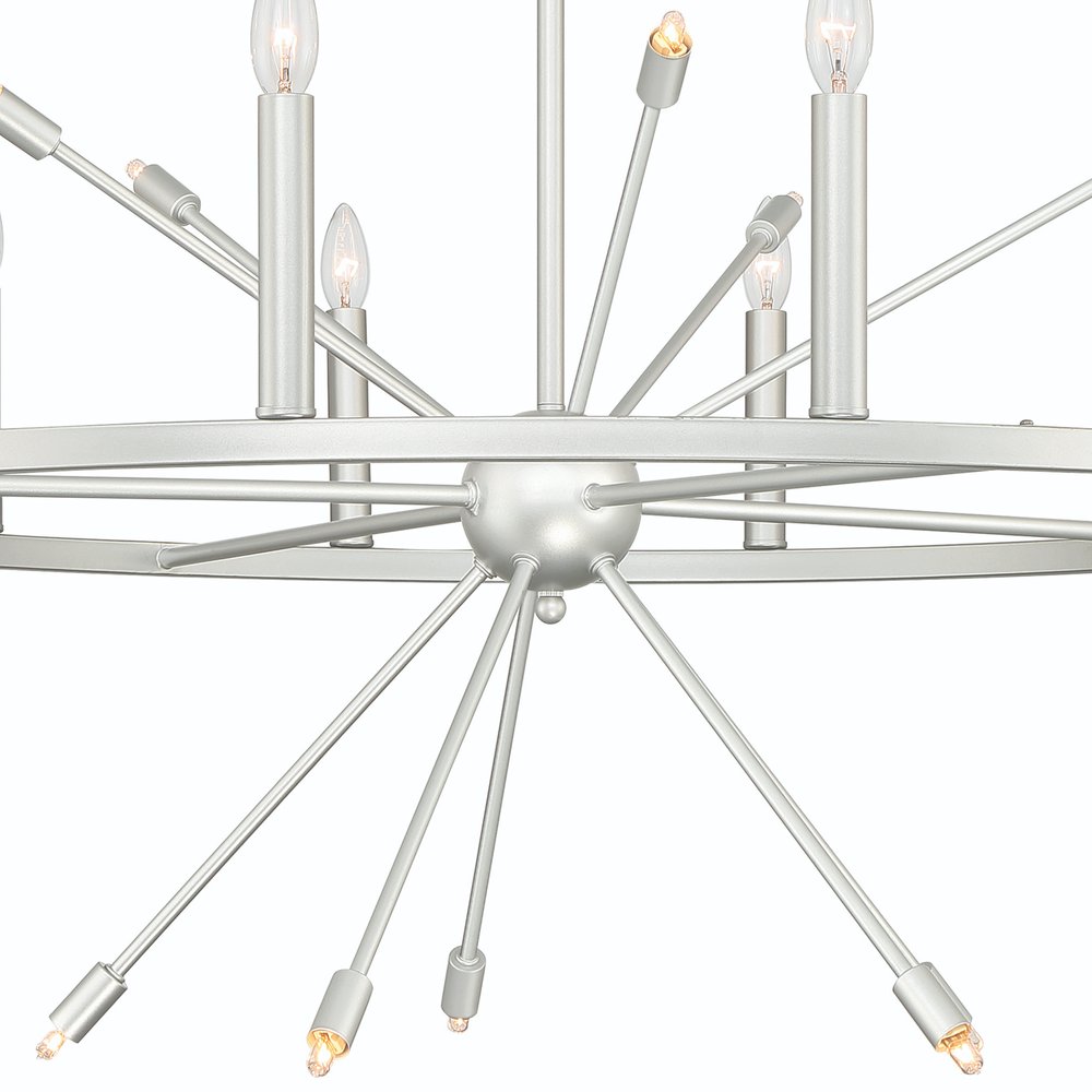 Silver Candle Style Multi Light Metal Dimmable Chandelier