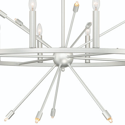 Silver Candle Style Multi Light Metal Dimmable Chandelier