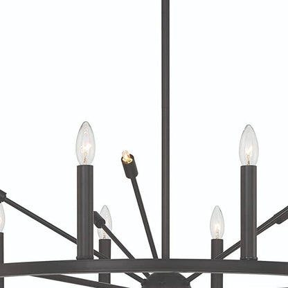 Black Candle Style Multi Light Metal Dimmable Chandelier