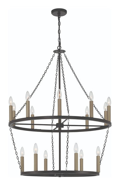 Black And Gold Candle Style Multi Light Metal Dimmable Chandelier