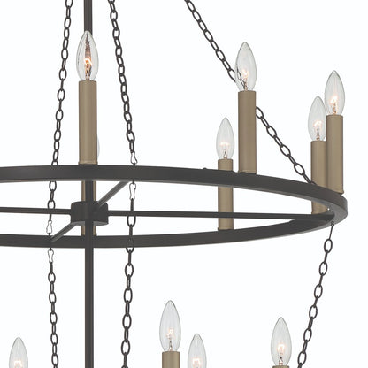 Black And Gold Candle Style Multi Light Metal Dimmable Chandelier