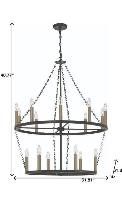 Black And Gold Candle Style Multi Light Metal Dimmable Chandelier