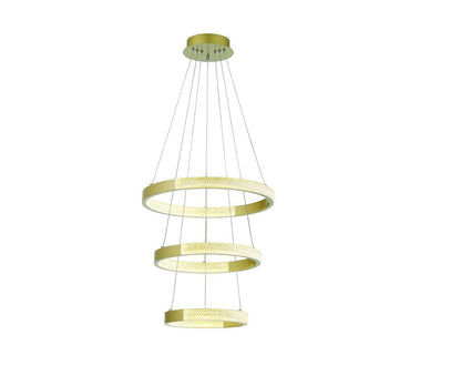 Gold Candle Style Three Light Metal LED Dimmable Chandelier