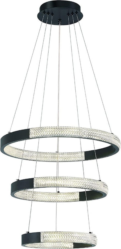 Black Candle Style Three Light Metal LED Dimmable Chandelier