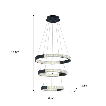 Black Candle Style Three Light Metal LED Dimmable Chandelier
