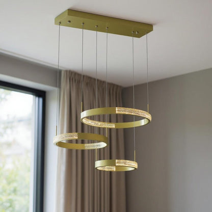 Gold Candle Style Three Light Metal LED Dimmable Chandelier