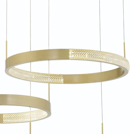 Gold Candle Style Three Light Metal LED Dimmable Chandelier
